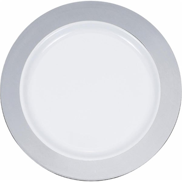 Omg 10 in. Silver Rim Plastic Banquet Plates, 120PK OM3517168 - main